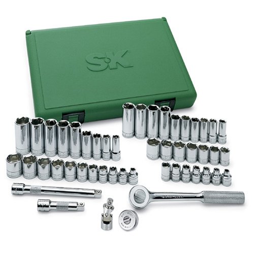 SK Hand Tool SK Professional Tools 94549 49개 3/8인치 드라이브 6점 표준/깊은 미터법 소켓 세트 - 슈퍼 크롬 마감 처리된 크롬 소켓 세트 | 미국산 49 소켓 세트