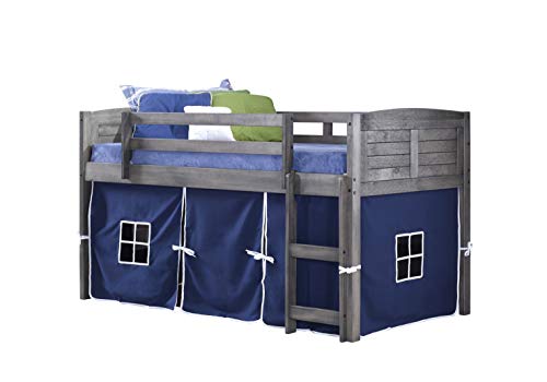 Donco Kids 790-AAG-750C-TB 파란색 텐트가 있는 루버 로우 로프트 침대