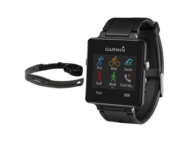 Garmin Vivoactive GPS 지원 피트니스 스마트 워치 블랙 (010-01297-00) 및 심박수 모니터