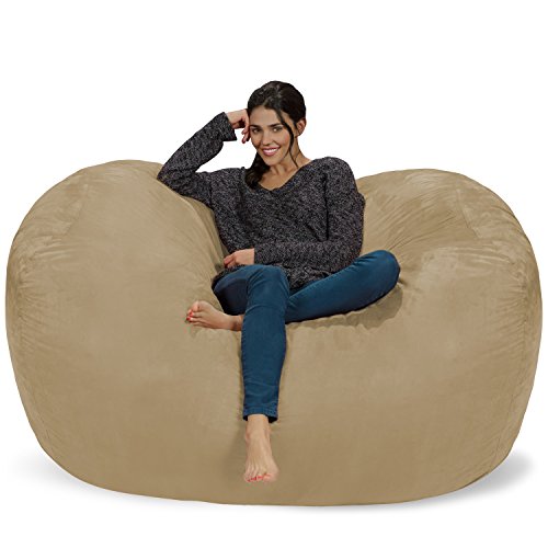 Chill Sack 콩 주머니 의자: 거대한 6' 메모리 폼 가구 가방 및 대형 안락 의자 - 부드러운 극세사 섬유 커버가 있는 대형 소파