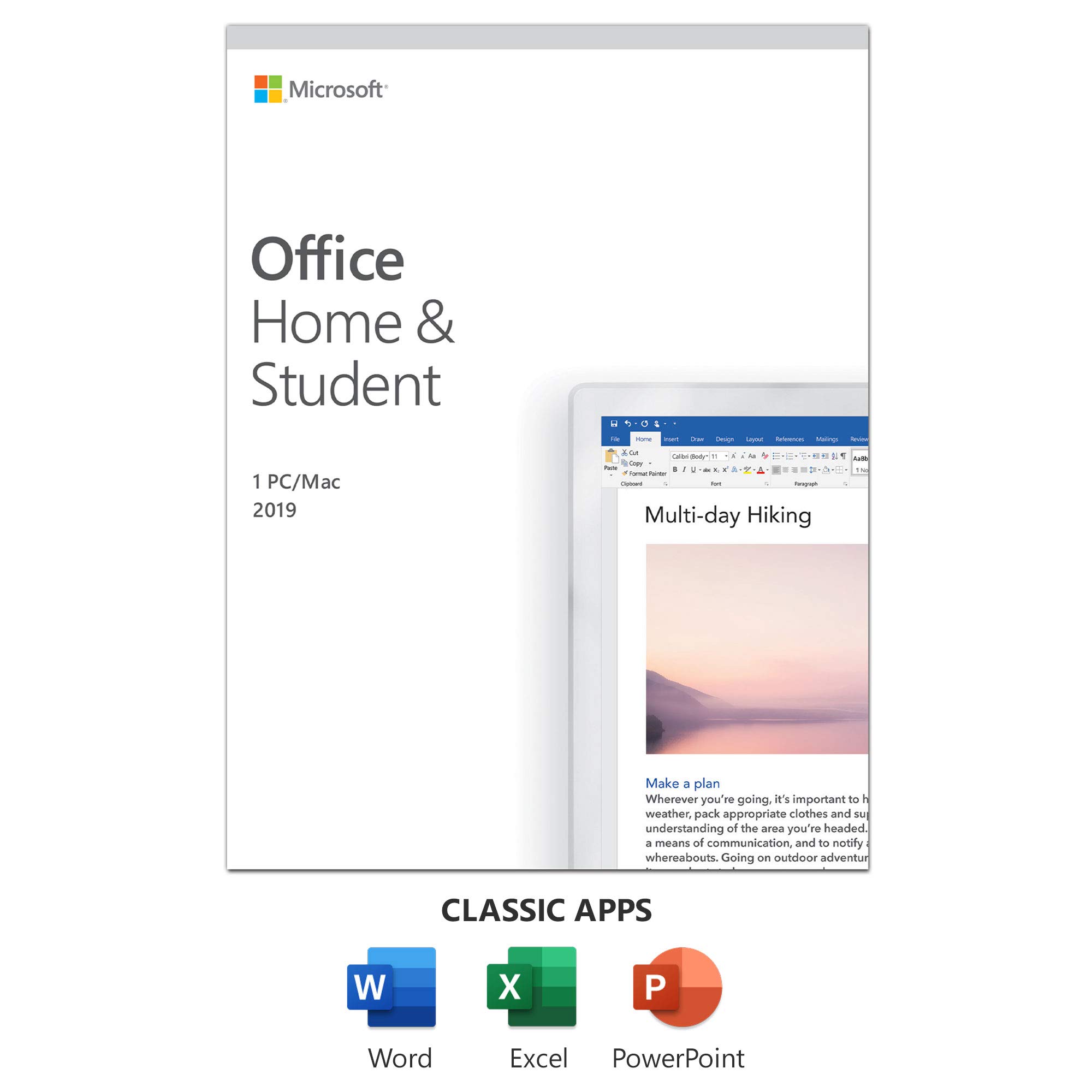 Microsoft Office 2019 가정 및 학생용 - 박스 팩 - PC/Mac 1대