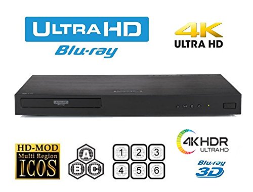 HDI LG UHD 4K 지역 무료 블루레이 디스크 DVD 플레이어 - PAL NTSC 울트라 HD - USB - 전세계 사용 및 6피트 멀티 시스템 4K HDMI 케이블용 100-240V 50/60Hz