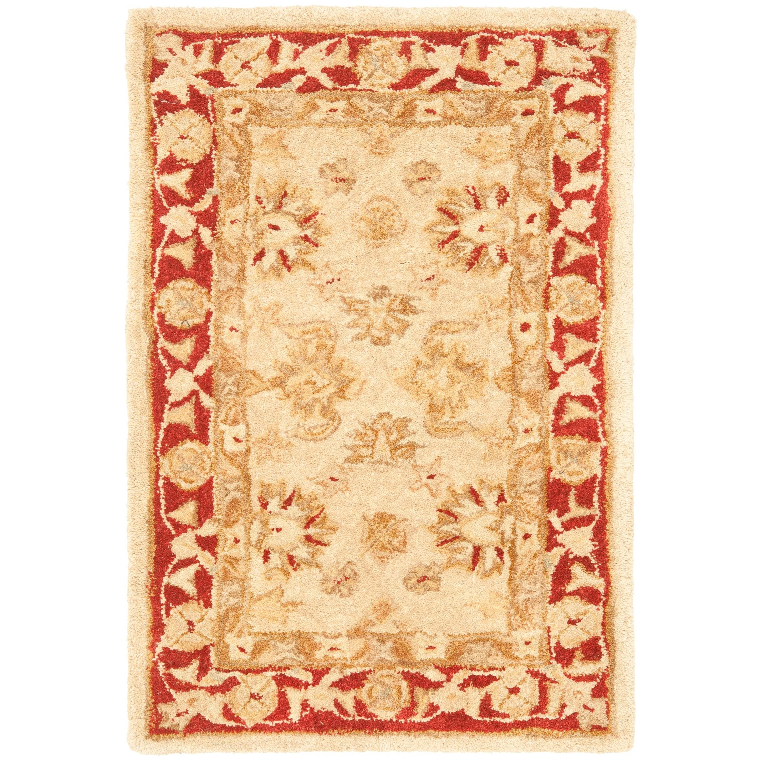 Safavieh Anatolia Collection AN522A Handmade Traditional Oriental Red and Ivory Wool Area Rug