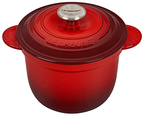 Le Creuset SS 손잡이 및 석기 삽입이 있는 법랑 주철 밥 냄비