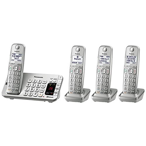 Panasonic Link2Cell Bluetooth 무선 DECT 6.0 자동 응답기와 향상된 소음 감소 기능이 있는 확장형 전화 시스템 - 핸드셋 4대 - KX-TGE474S(실버)