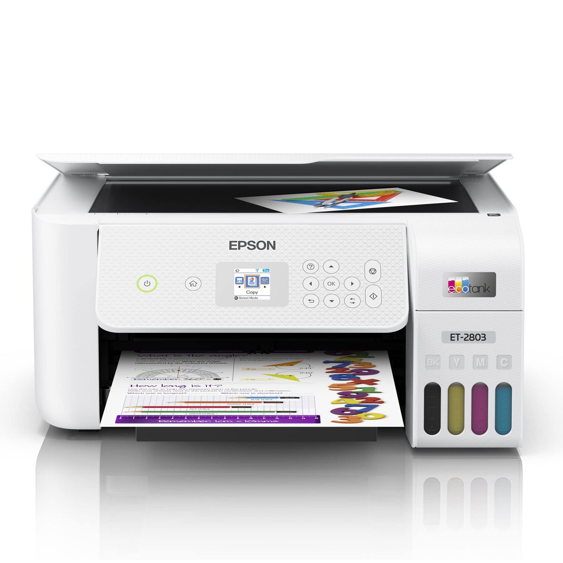  Epson EcoTank 2803 시리즈 올인원 컬러 잉크젯 카트리지가 필요 없는 슈퍼탱크 프린터 I 인쇄 복사 스캔 I 무선 I 모바일 및 음성 인식 인쇄 I 최대 10 ISO PPM...