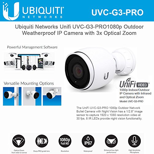 Ubiquiti Networks Ubiquiti Network UniFi UVC-G3-PRO 1080p 실외 비바람에 견디는 IP 카메라 (3 배 광학 줌 포함)