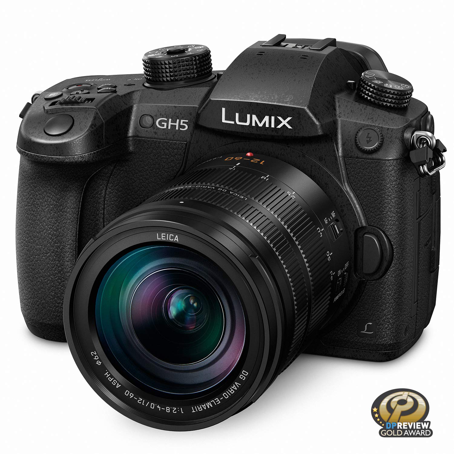 Panasonic Lecia Vario-Elmarit 12-60mm F2.8-4.0 렌즈가 장착 된 LUMIX GH5 4K 미러리스 카메라 (DC-GH5LK)