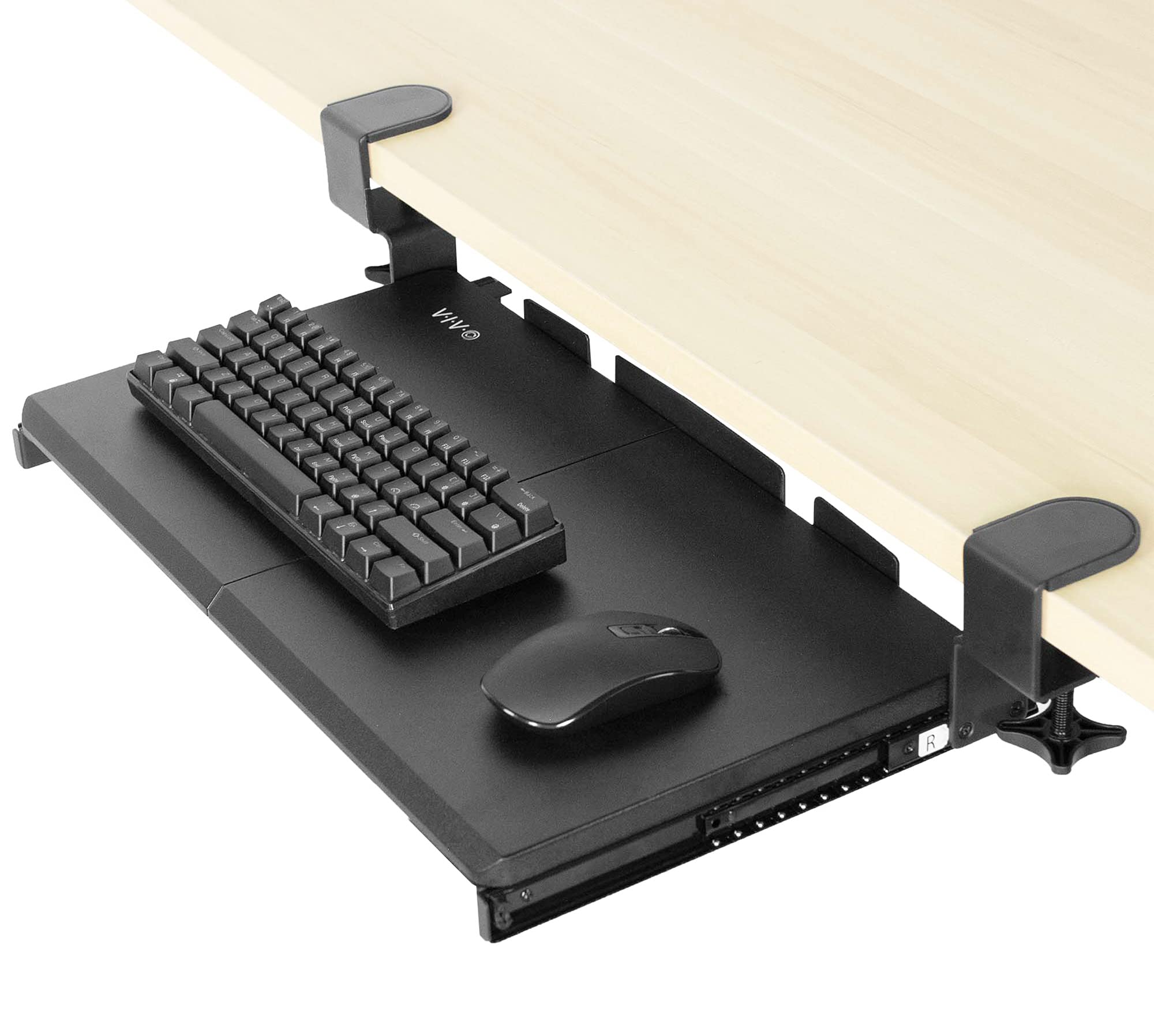 VIVO 매우 견고한 C 클램프 마운트 시스템을 갖춘 책상 밑의 키보드 트레이 풀아웃