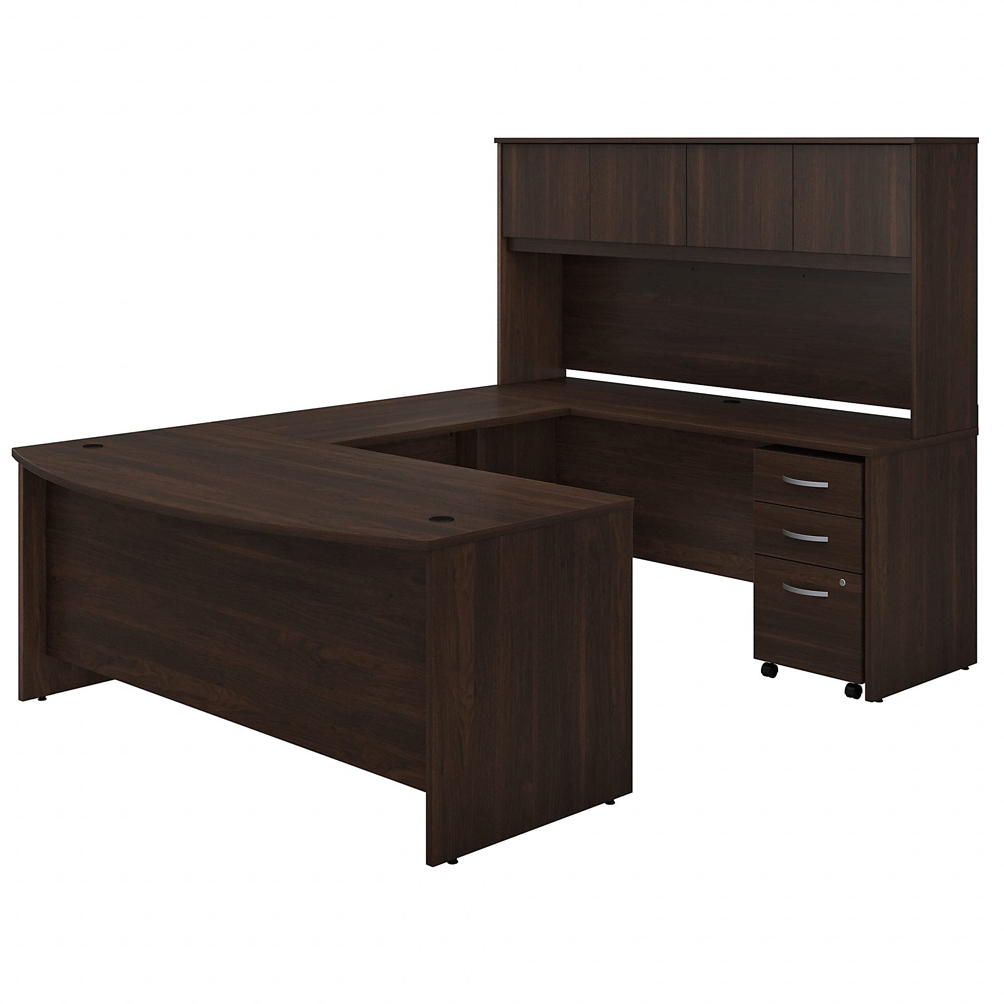 Bush Business Furniture Studio C U Shaped Desk with Hutch and Mobile File Cabinet, U Workstation Set for Home or Professional Office