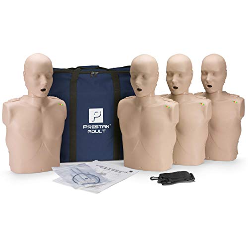 Prestan Products 제품별 전문가용 성인 중간 피부 CPR-AED 교육용 마네킹 4팩(CPR 모니터 포함)
