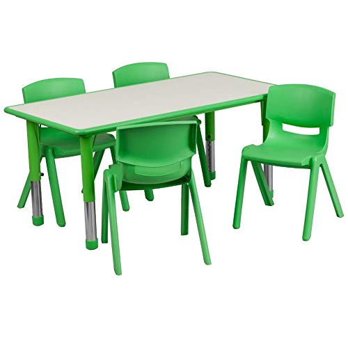 Flash Furniture 23.625''W x 47.25''L 직사각형 녹색 플라스틱 높이 조절...