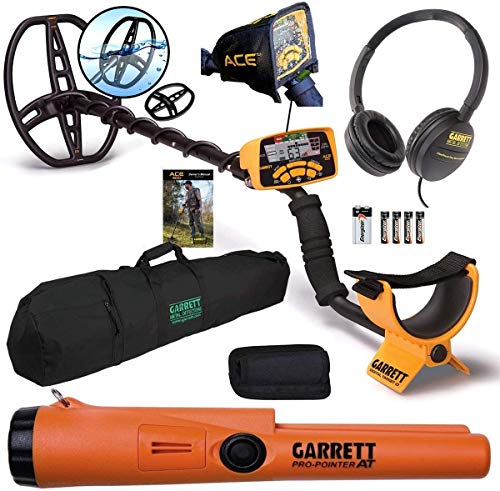 Garrett ACE 400 금속 탐지기 및 방수 코일 프로 포인터 및 휴대용 가방