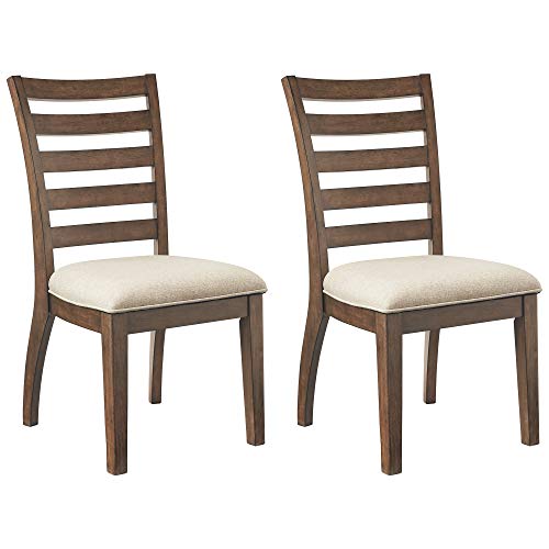 Ashley Furniture Ashley의 시그니처 디자인-Flynnter 식당 의자-2 세트-사다리 등받이-소박한 스타일-Tan / Brown