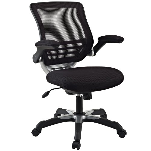 Modway 블랙 색상의 플립 업 암이 있는 엣지 메쉬 백 및 메쉬 시트 블랙 색상의 사무실 의자