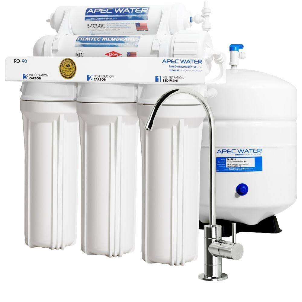 APEC Water Systems APEC 최고 등급 최고 인증 고유량 90 GPD 초안전 역삼투 식수 필터 시스템(ULTIMATE RO-90)