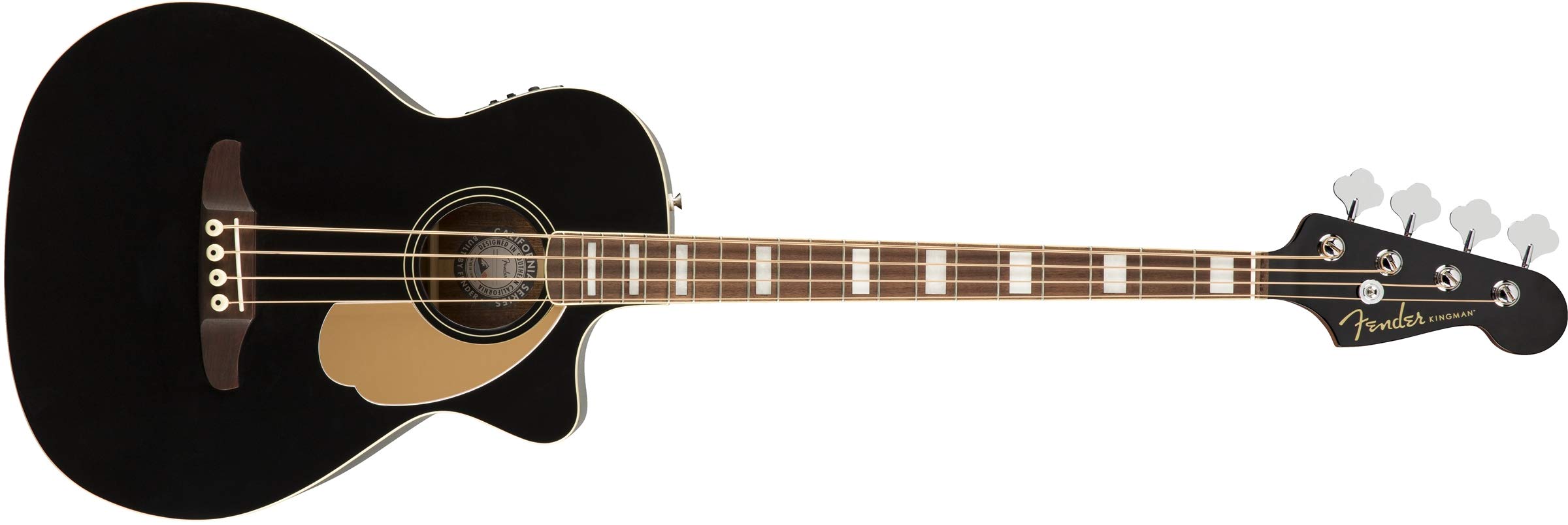 Fender Kingman 어쿠스틱 베이스 기타(V2) - 블랙 - 가방 포함 - 월넛 지판...