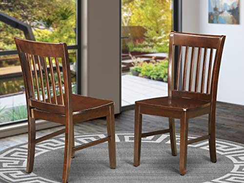 East West Furniture NFC-MAH-W Norfolk Modern Dining Chairs-Wooden Seat and Mahogany Hardwood Frame Dining Room Chair set of 2
