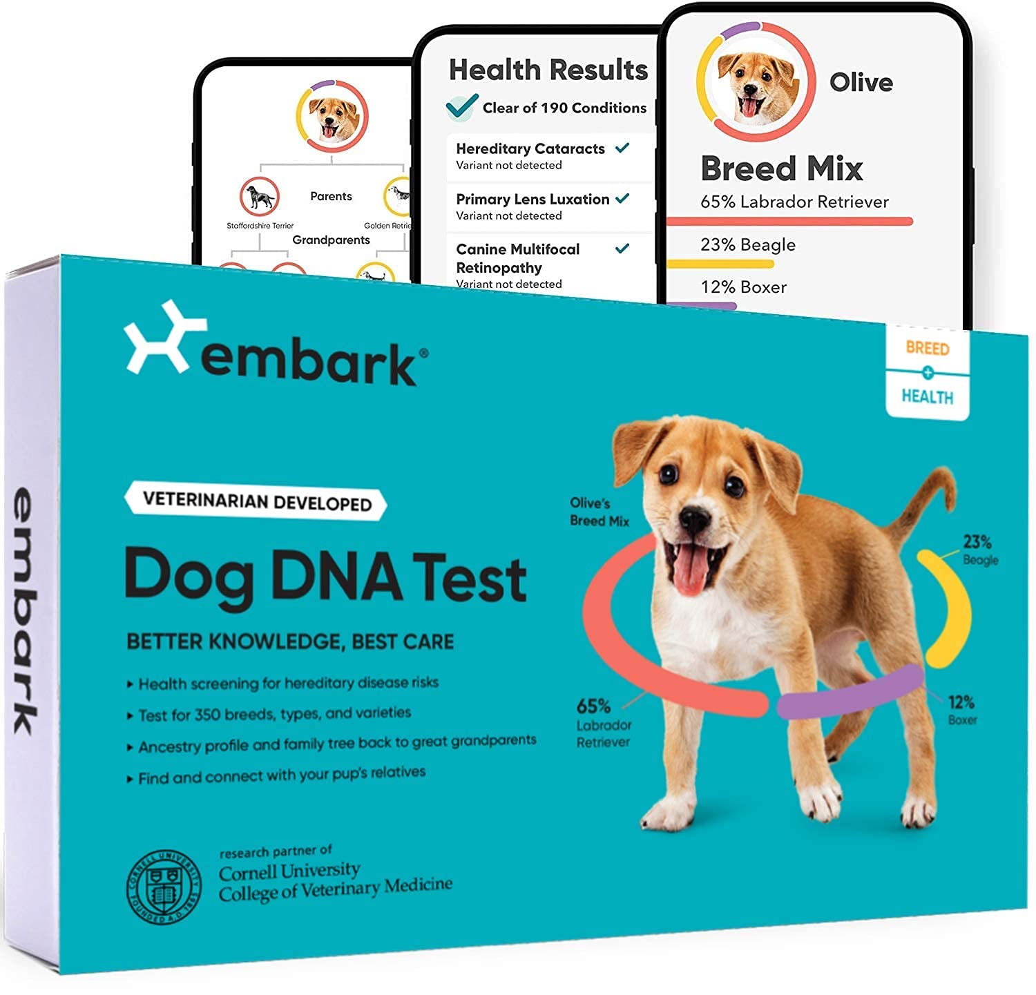 Embark 개 DNA 테스트 키트 | 품종 및 유전적 조상 발견 | 특성 및 건강 감지 | 재택 뺨 면봉