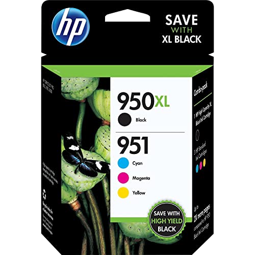 HP 951 / 950Xl(C2p01fn) 잉크 카트리지(시안 마젠타 옐로우 블랙) 4팩 소매 포장
