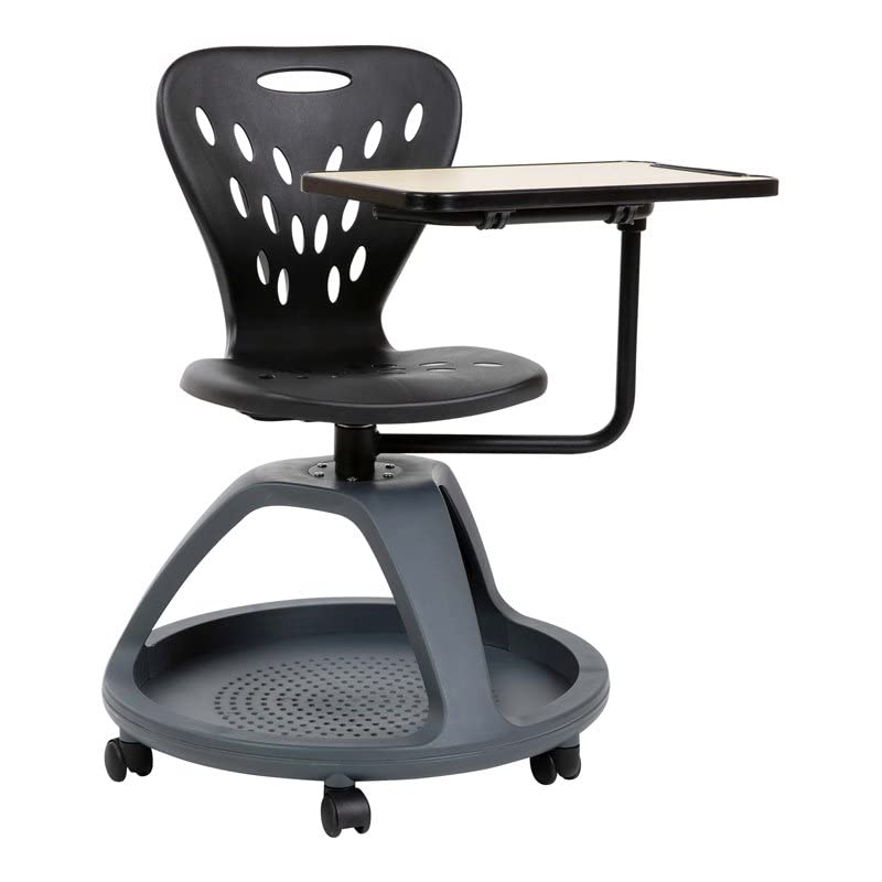 Flash Furniture 360도 태블릿 회전 및 좌석 아래 수납 공간이 있는 모바일 책상 의자...