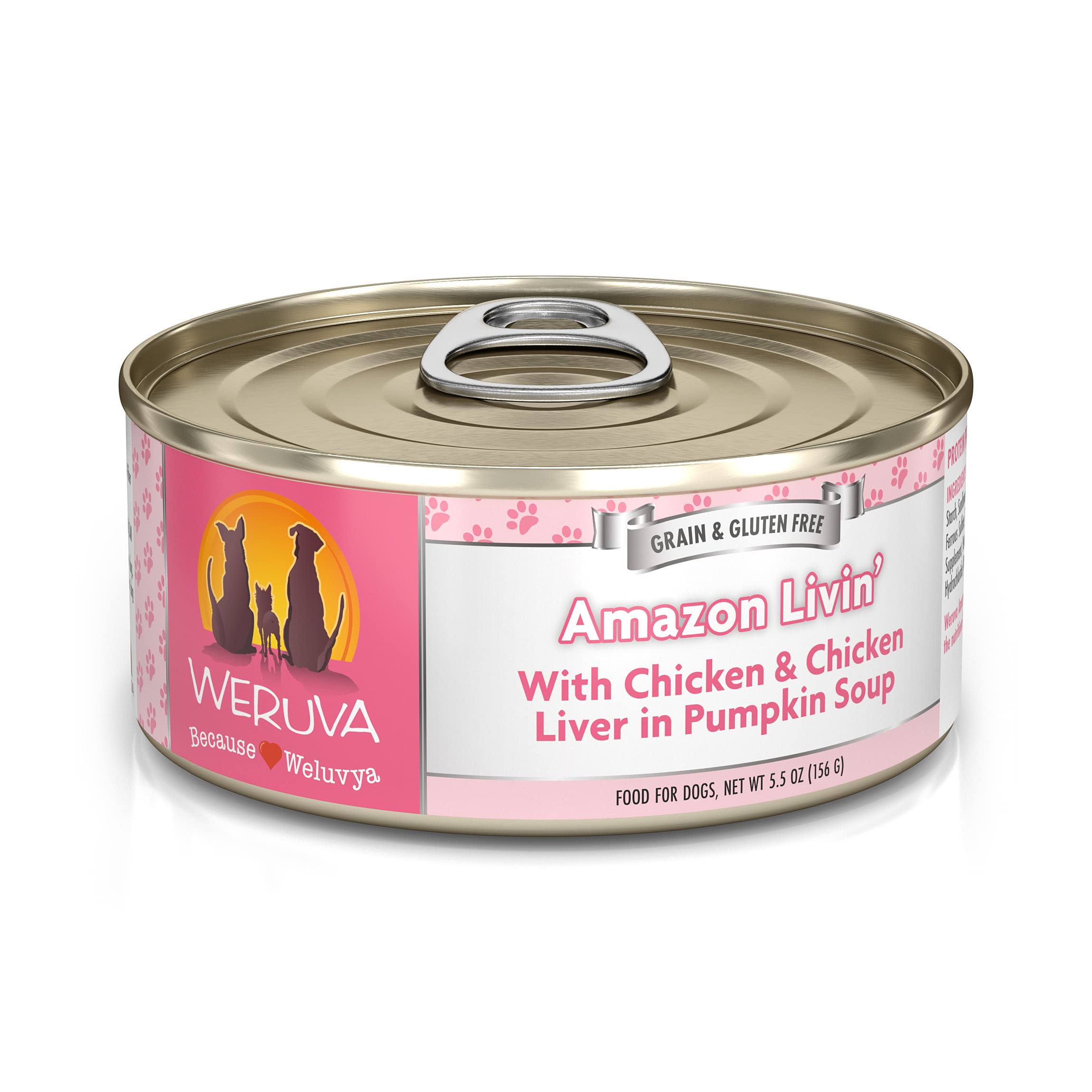 Weruva 곡물이 들어가지 않은 천연 통조림 습식 개 사료 - 잘게 썬 닭고기를 사용한 10가지 ...