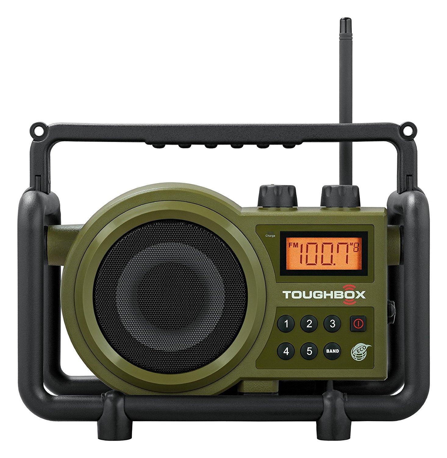 Sangean America, Inc. Sangean TB-100 (터프 박스) AM / FM / AUX-In Ultra Rugged Digital Tuning 충전식 라디오 (녹색)