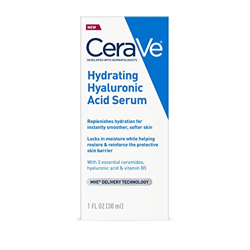 CeraVe 비타민 B5와 세라마이드가 함유된 얼굴용 히알루론산 세럼 | 건성 피부용 하이드레이팅 페이스 세럼 | 무향료 | 1온스