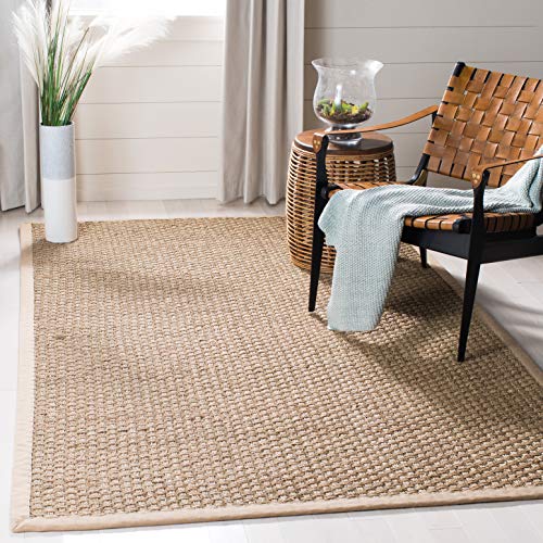 Safavieh Natural Fiber Collection NF114A Basketweave Natural and Beige Summer Seagrass Square Area Rug (10 피트 스퀘어)