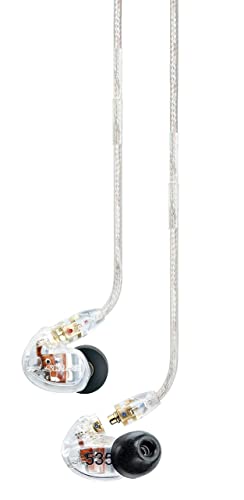 Shure 분리형 케이블이 있는 소음 차단 3중 드라이버 이어폰 - 호환 이어폰용 투명(SE535-CL) 3중 플랜지 슬리브