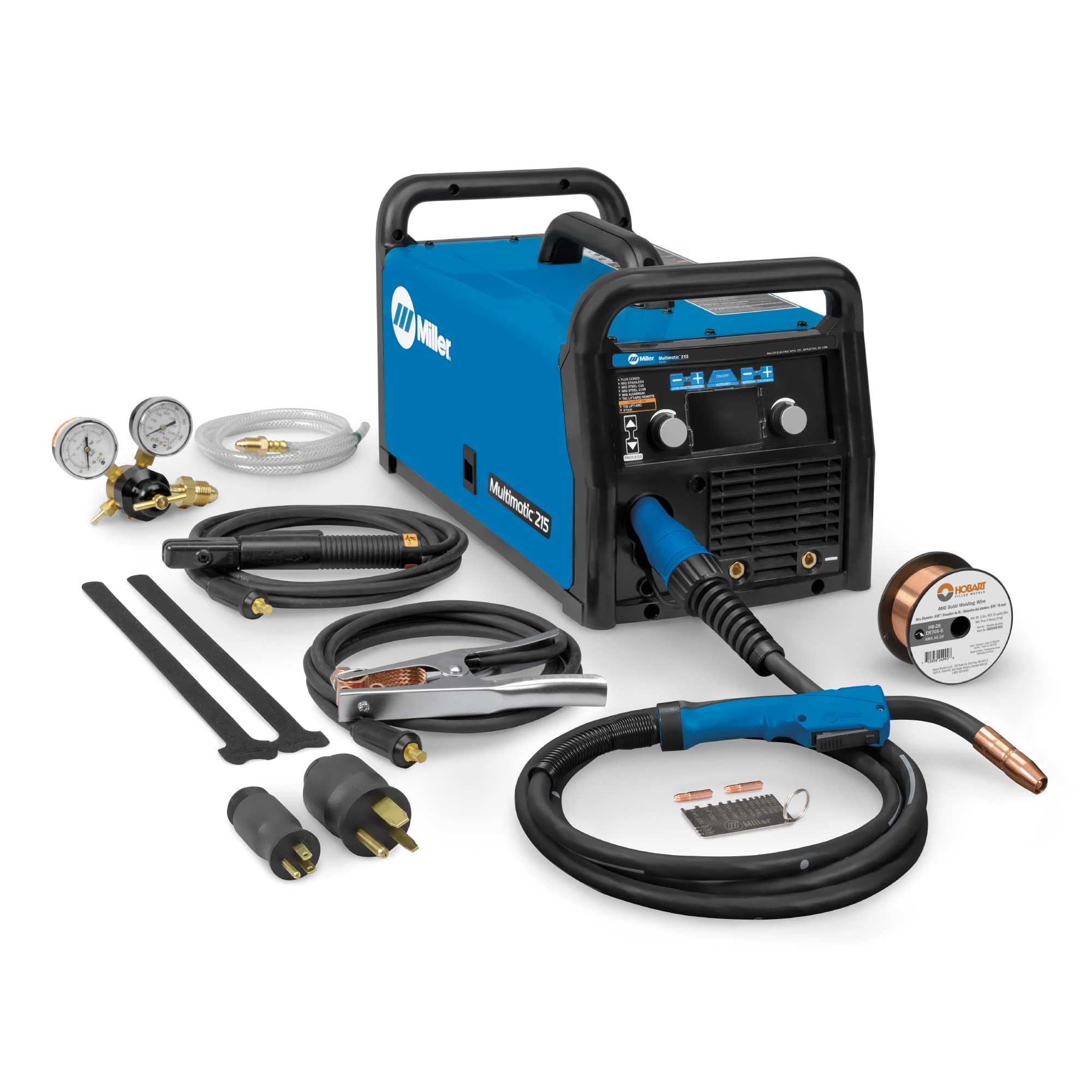 Miller 907693 Multimatic 215 Multiprocess Welder - Versatile Multi-Process MIG, Flux-Cored & TIG Welder Machine - Portable Welding Machine with Wire Feeder, MIG Gun & Multi-Voltage Plug for 120V&240V