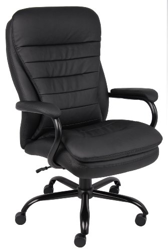 Boss Office Products Bomber Brown의 350lbs 중량 용량의 헤비 듀티 더블 플러시 가죽 플러스 의자