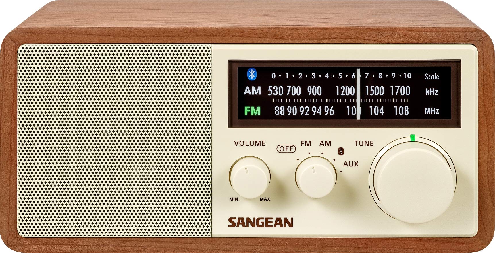 Sangean USB 전화 충전 기능이 있는 AM/FM/블루투스 나무 캐비닛 라디오