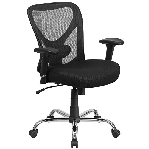 Flash Furniture 크고 키가 큰 사무실 의자 | 바퀴가 달린 조정 가능한 높이 메쉬 회전대 사무실 의자