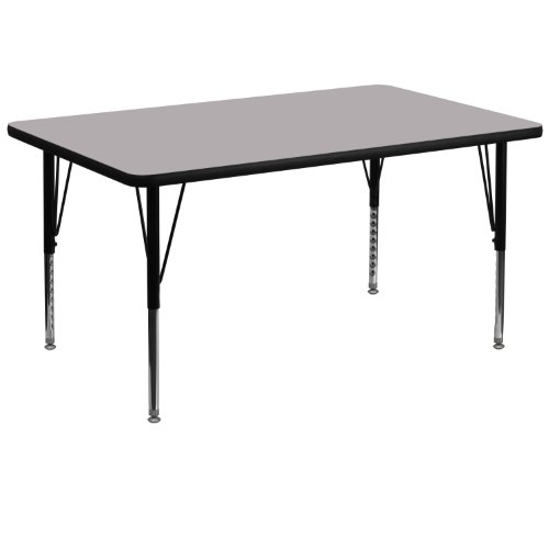 Flash Furniture 회색 열 융합 라미네이트 상단/높이 조절 가능 유치원 다리가 있는 직사각형 활동 테이블