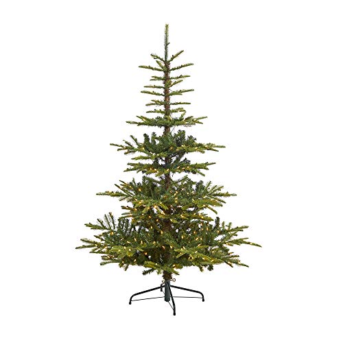 Nearly Natural 6피트 350개의 선명한 조명과 705개의 구부릴 수 있는 가지가 있는 레이어드 워싱턴 가문비나무 인공 크리스마스 트리