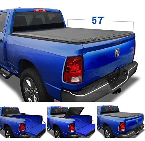 Tyger Auto 2009-2018 Dodge Ram 1500과 호환되는 T3 Soft Tri-Fold Truck Bed Tonneau 커버 | 2019-2021 클래식 전용 | 플릿사이드 5'7' 침대 (67') | RamBox 없이 | TG-BC3D1015