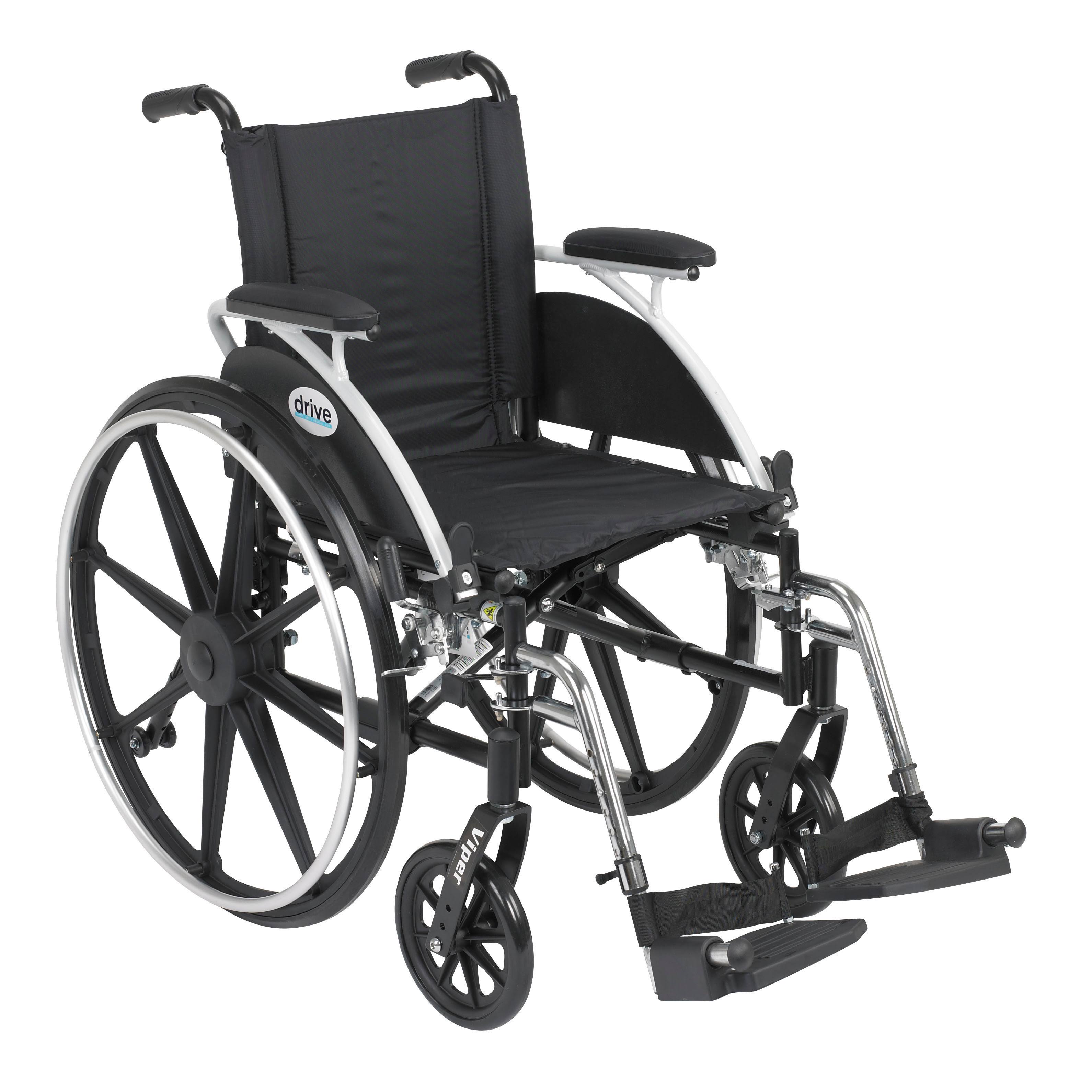 Drive Medical "다양한 플립 백 데스크 암 스타일과 프론트 리깅 옵션이있는 바이퍼 휠체어, 블랙, 14 '"