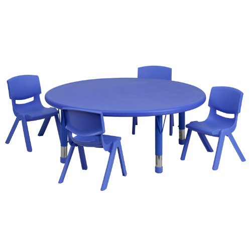Flash Furniture 45인치 원형 플라스틱 높이 조절식 활동 테이블 세트 및 의자 4개...