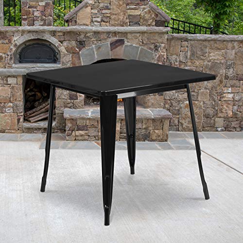 Flash Furniture 상업 등급 31.5' 정사각형 검은색 금속 실내외 테이블...