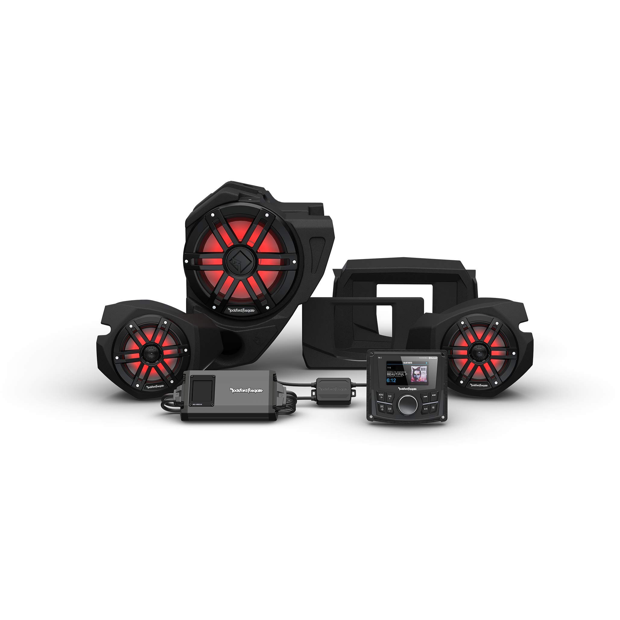 Rockford Fosgate RZR14-STG3 Audio Kit: PMX-2 Receiver, 800-Watt Amp, M1 Series Color Optix Multicolor LED Lighted Front Speaker & Subwoofer Kit for Select RZR Models (2014-2021)