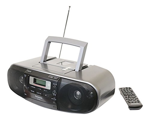 Panasonic RX-D55GC-K Boombox 고출력 MP3 CD AM/ FM 라디오 카세트 레코더(USB 및 음악 포트 포함) 양방향 4 스피커가 있는 고품질 사운드(검은색)