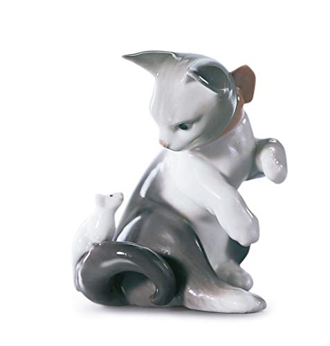Lladró 고양이와 쥐 조각상. 도자기 고양이 그림.