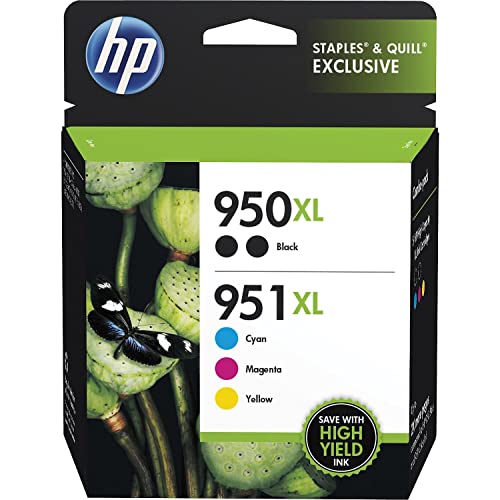 HP 951Xl / 950Xl(F6v12fn) 잉크 카트리지(시안 마젠타 옐로우 블랙) 5팩 소매 포장