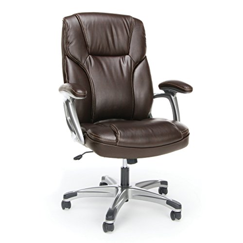 OFM Essentials 하이 백 가죽 임원 사무실 / 팔이있는 컴퓨터 의자-인체 공학적 회전 의자 (ESS-6030-BRN)