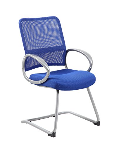 Boss Office Products 백랍 마감 처리된 파란색 메시 백 작업 의자