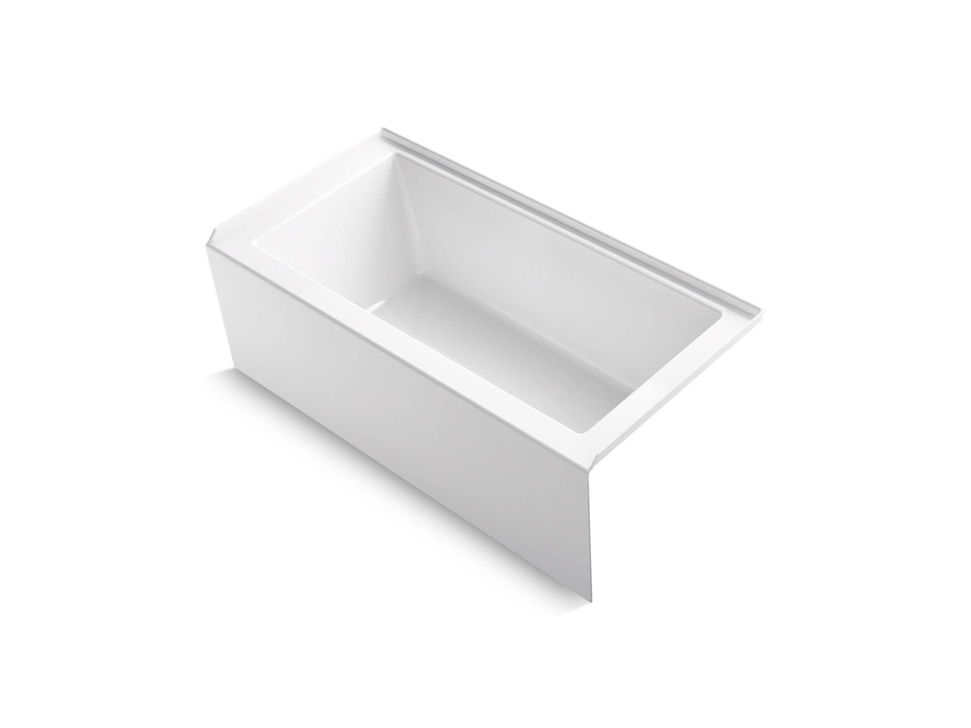 KOHLER K-1956-RA-0 Underscore Rectangle 60-Inch x 30-Inch Alcove Bath with Integral apron, integral flange and right hand drain, White