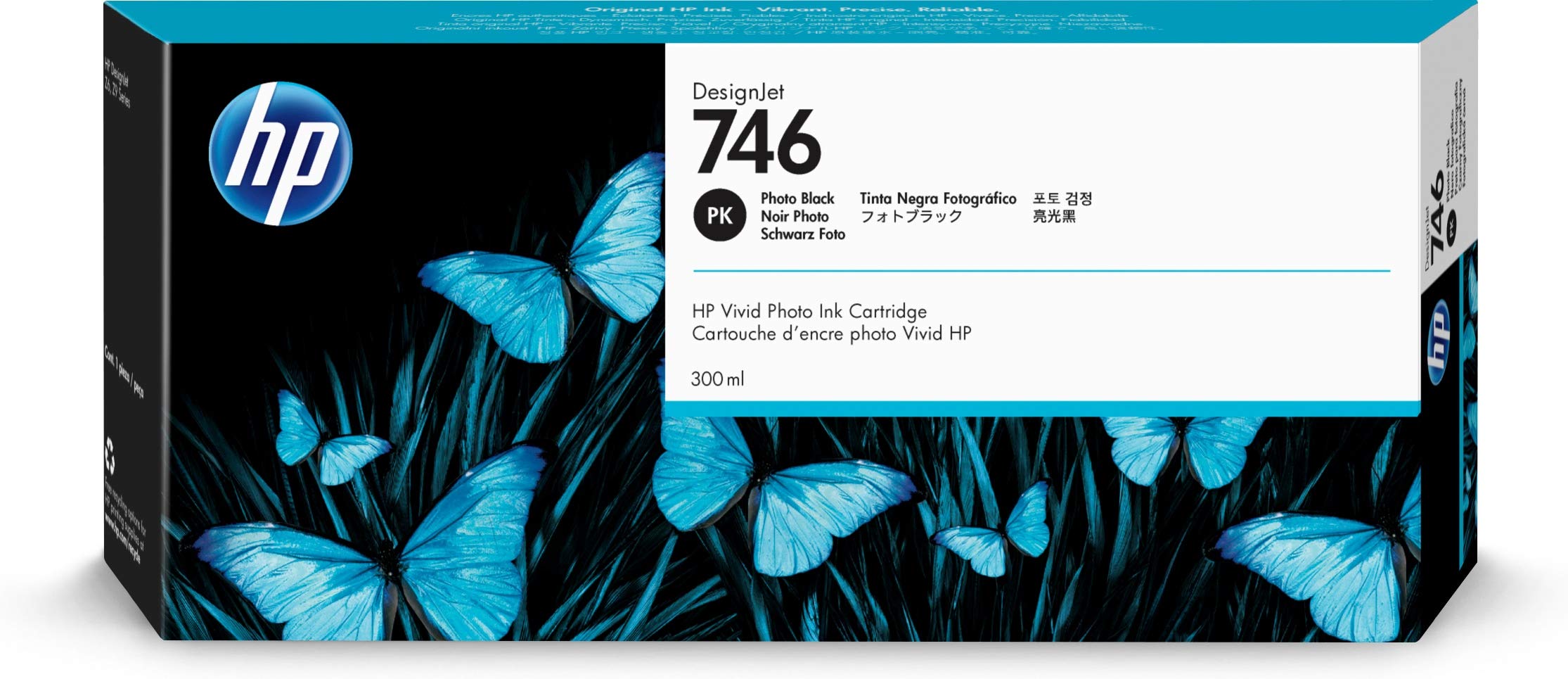 HP DesignJet Z6 및 Z9+ 대형 프린터용 746 포토 검정 300ml 정품 잉크 카트리...