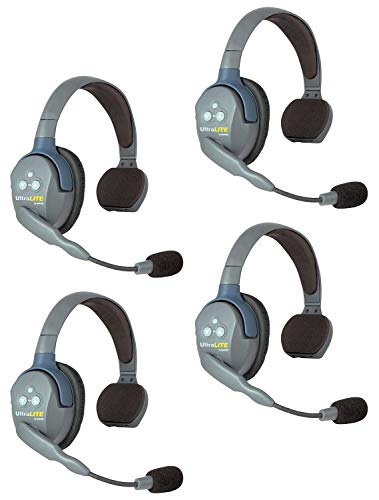 EARTEC 4명의 사용자를 위한 UL4S UltraLITE 전이중 무선 헤드셋 통신 - 4개의 싱글 이어 헤드셋