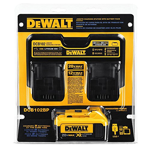 DEWALT 4Ah 배터리 팩이 있는 작업 현장용 20V MAX* 충전 스테이션(DCB102BP)...